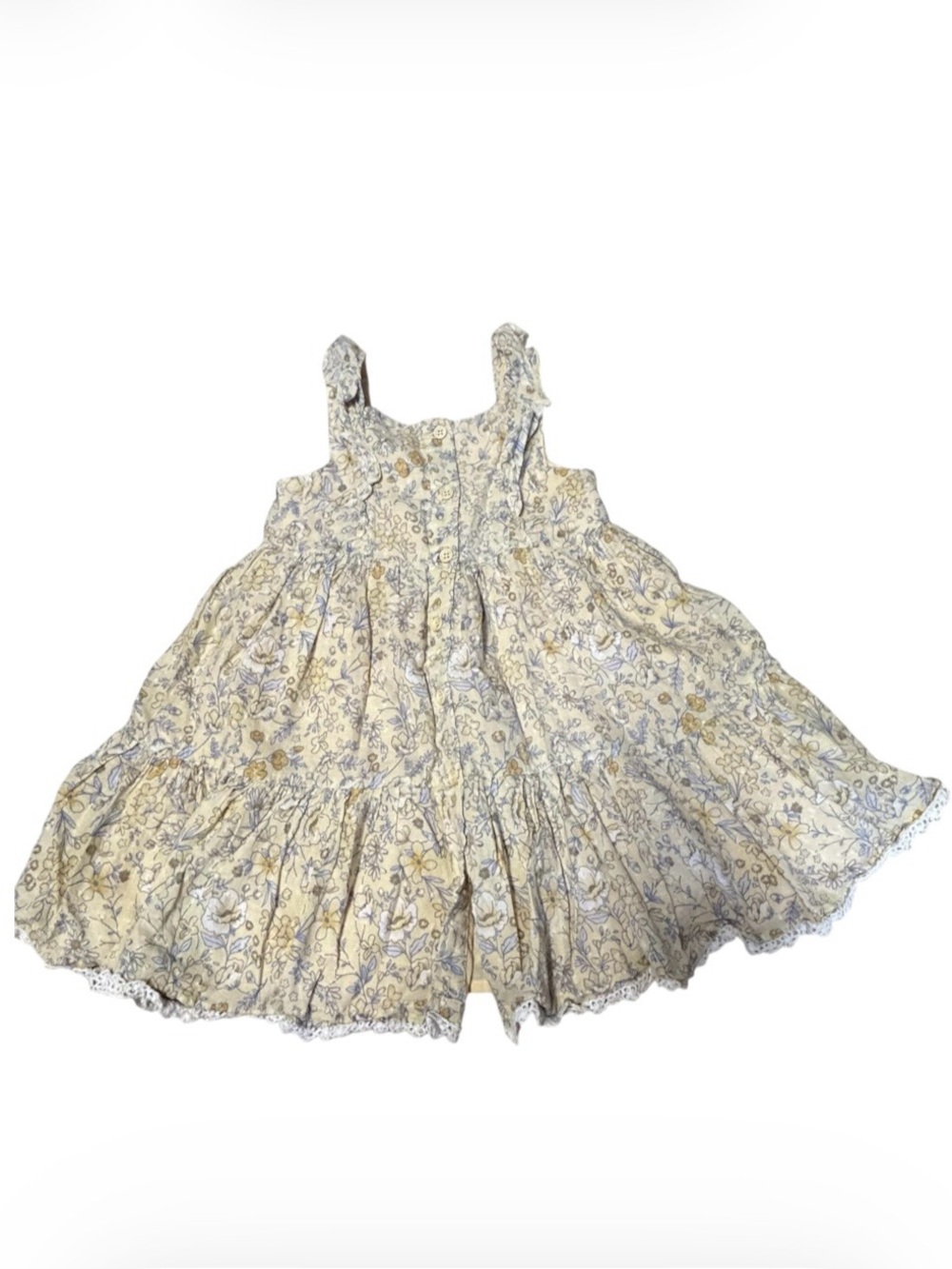 Catherine Malandrino Girls Ruffle Yellow Floral Dress Cottage Core Toddler 3T